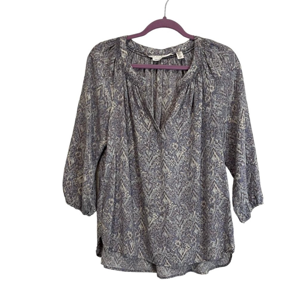 Max Studio Blue & Gray Patterned Lightweight Blouse